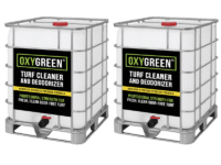 Two 275-gallon totes of OxyGreen. Cleans grime and eliminates odors using professional strength hydrogen peroxide.
