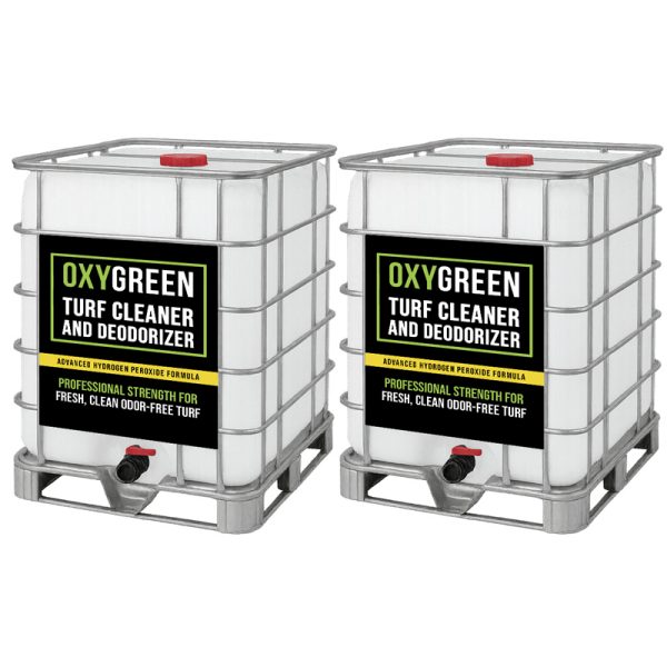 Two 275-gallon totes of OxyGreen. Cleans grime and eliminates odors using professional strength hydrogen peroxide.